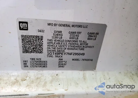 2022 GMC Sierra K2500 At4 from USA, damaged, VIN 1GT49PEY7NF295049